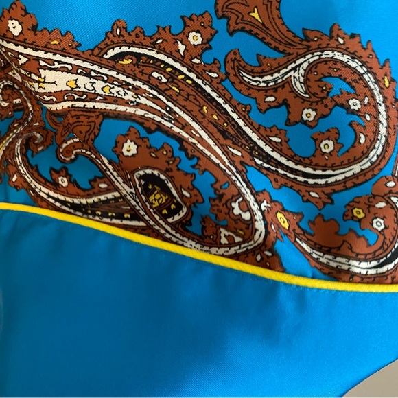 J. Crew Drapey Button-Up Shirt in Paisley Print, XS Turquoise Blue - Picture 8 of 15